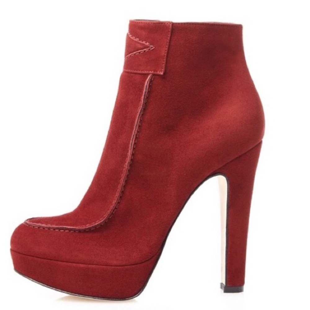 ABEL MUNOZ Zeminar Burgundy Suede Heel Ankle Boots Size 37